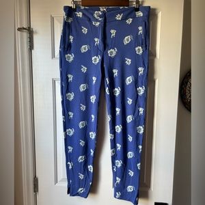 Betabrand Blue & White Floral Dress Pant Yoga Pants